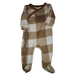Baby Gap- 6/9M brown buffalo check/ plaid- one piece sleeper